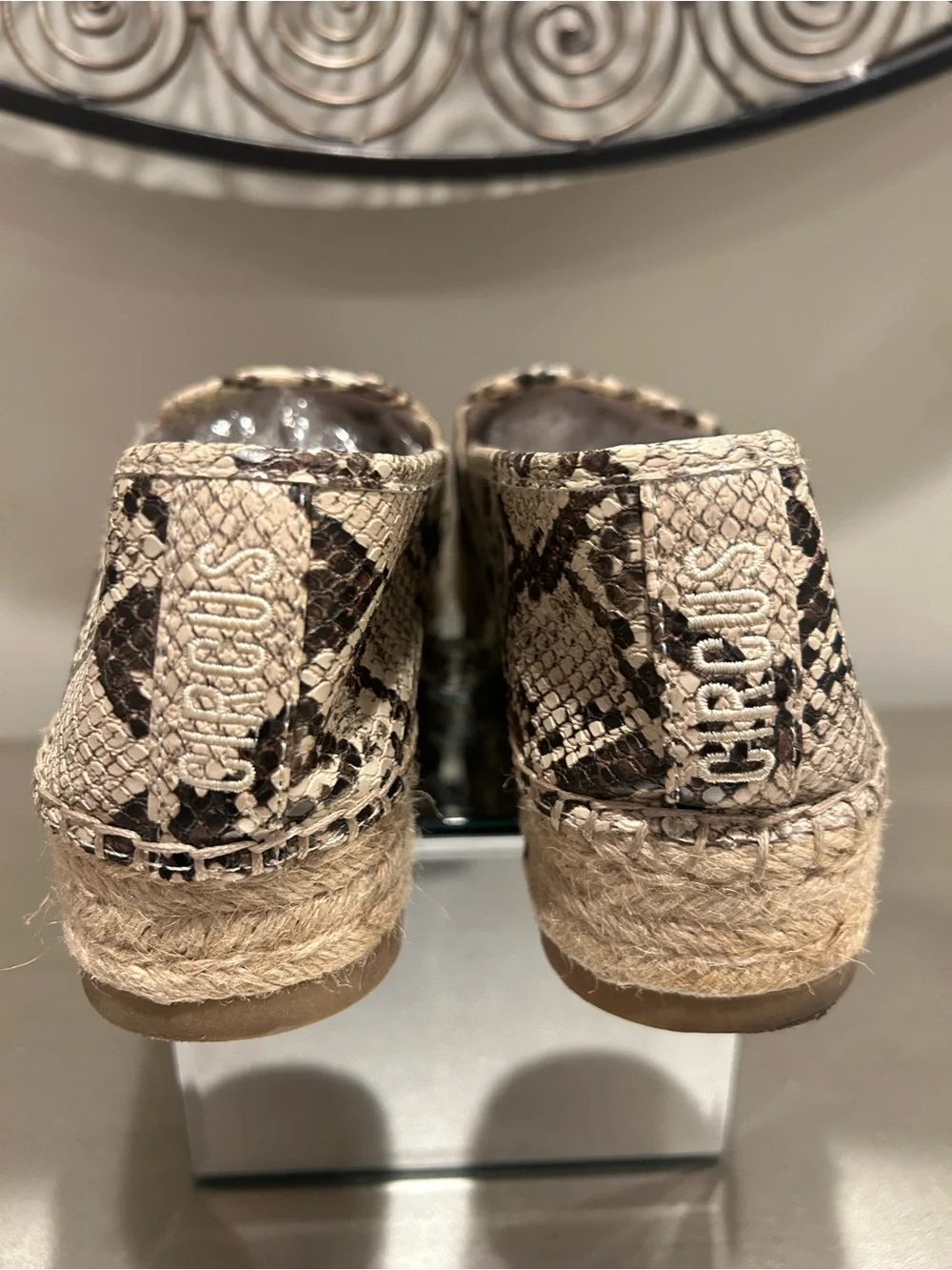 Sam Edelman Snake-Print Espadrille Slip-On Loafers - Beige/Black